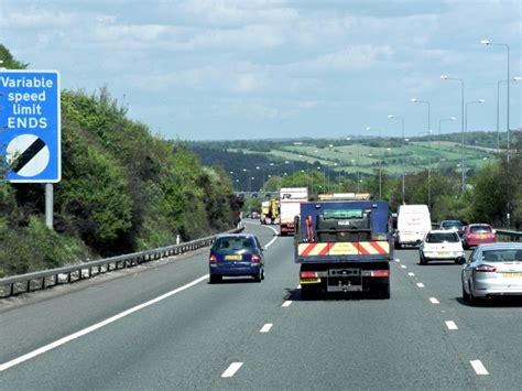 variable speed limit ends, Variable speed limit m62 end eastbound geograph wakefield. Eastbound m62, end of variable speed... © david dixon cc-by-sa/2.0