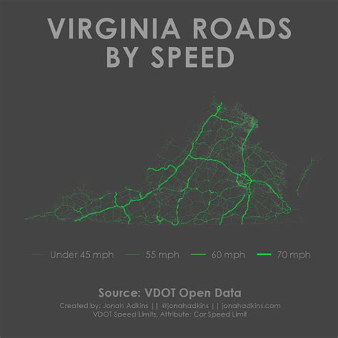 vdot posted speed limit map, Us speed limits by state map