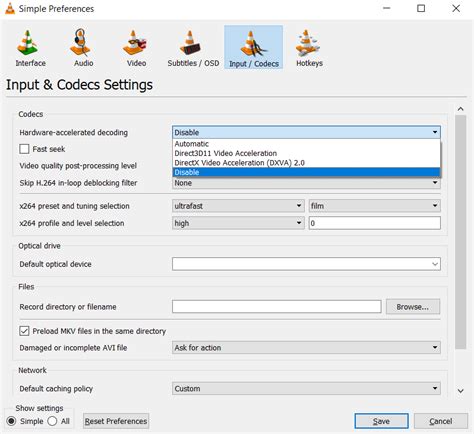 vlc disable hardware acceleration, Take snapshot on vlc