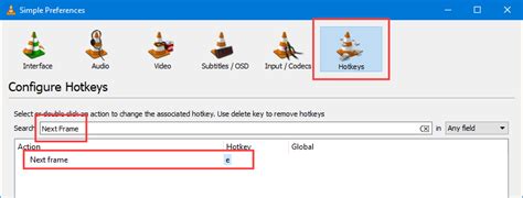 vlc frame by frame hotkey, How to move a video in vlc frame-by-frame