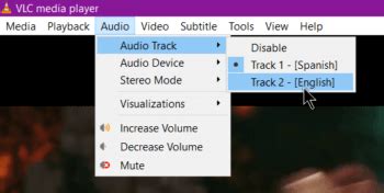 vlc select audio track, 
