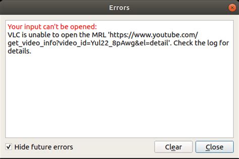 vlc your input can't be opened mrl, Vlc your input cant be opened youtube