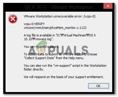 vm workstation unrecoverable error vcpu-0, Vmware workstation unrecoverable error: (mks) isbrenderercomm: lost