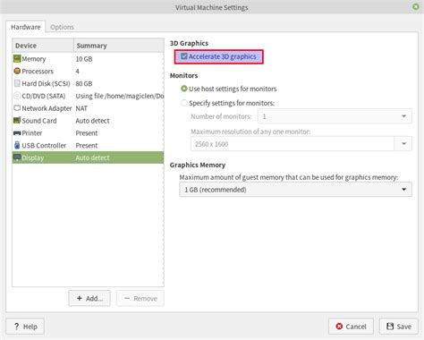 vmware workstation hardware acceleration, Habilite la aceleración 3d hw en vmware workstation 10 en ubuntu 14.04