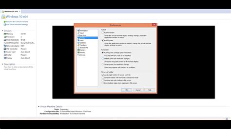 vmware workstation pro hide menu bar, Menu-bar shortcut key