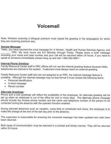 Voicemail Template Personal