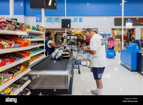 walmart inside check out, Walmart interior showing customers in the checkout lanes. oklahoma city. Checkout walmart lanes interior customers showing oklahoma usa city alamy stock