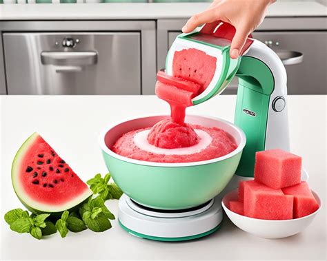 watermelon sorbet in ice cream maker