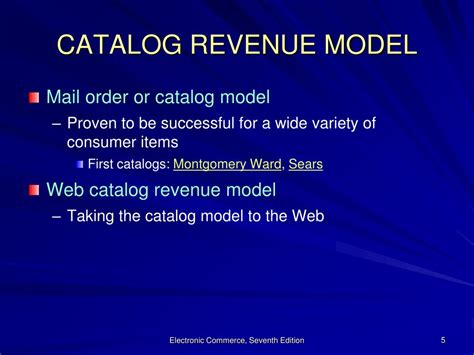 Web Catalog Revenue Model Example
