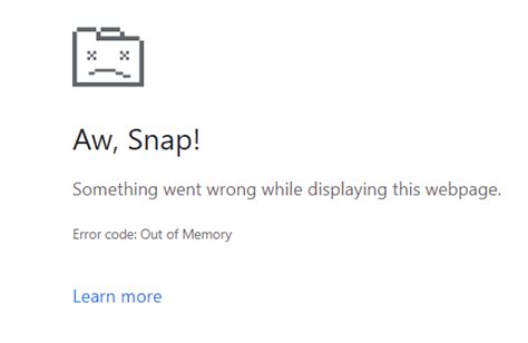 website error code out of memory, How to repair the chrome error code out of memory?