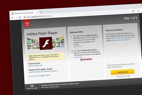 website says i need adobe flash player, You need adobe flash player 9 to view this widget