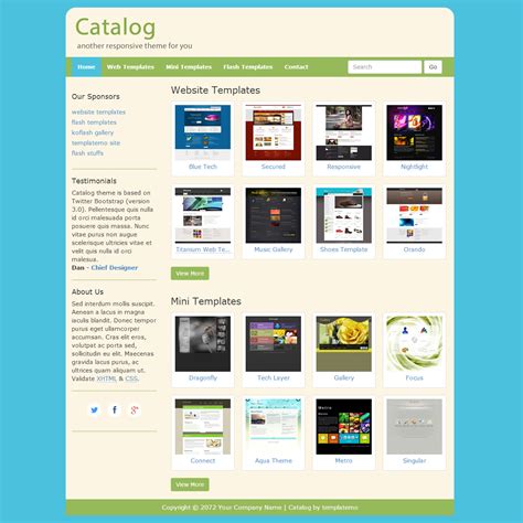 Website Template For Product Catalog