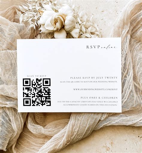 wedding rsvp card with qr code, Wedding rsvp qr code card online reply card template modern
