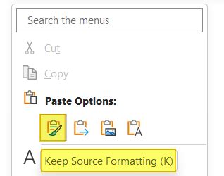 what is keep source formatting, Paste source keep text. Paste formatted text using vba