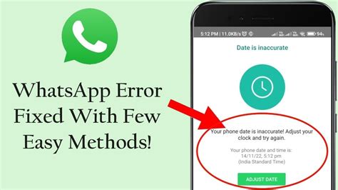 whatsapp your phone date is inaccurate 2025, Fix whatsapp your phone date is inaccurate error – [best solution]