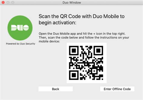 where to find duo activation code, Barcode activate clickable enrollment