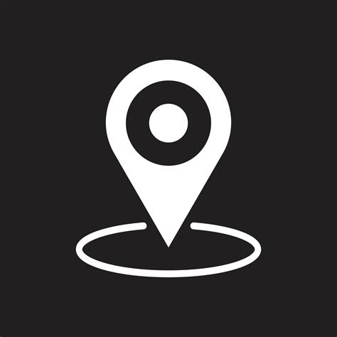 white map icon black background, Eps10 white vector location map icon isolated on black background