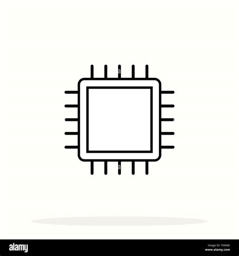 white outline processor icon, Computer processor icon. outline computer processor vector icon for web. Processor computer isolated outline