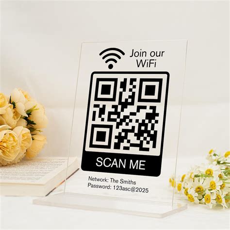 wi-fi password sign qr code, Pahdecor custom wifi sign with qr code and wooden base
