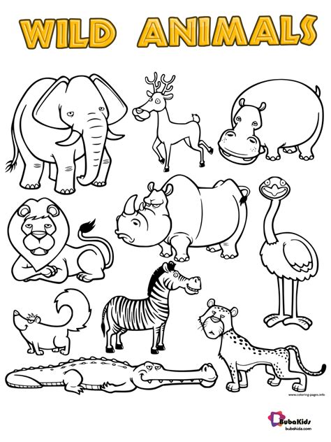 Wild Animals Printable Coloring Pages
