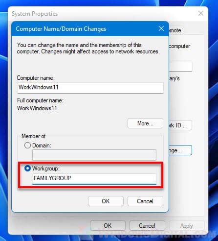 windows 11 how to check workgroup, How to change computer name or workgroup in windows 11