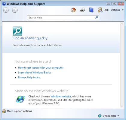 windows help and support 7 taskbar, Exploring windows 7's help and support options. Help windows support dummies
