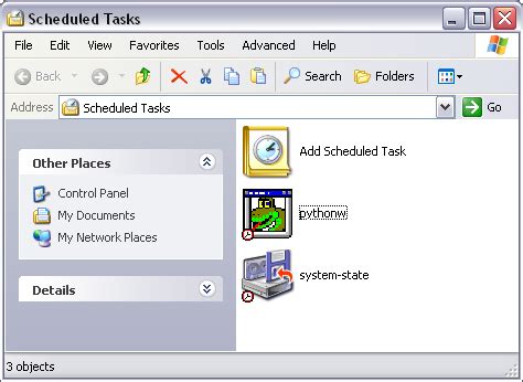 windows xp image of scheduled tasks from control panel, Scheduled tasks