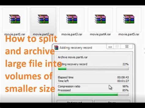 winrar split to volumes size, How to split up a large file with winrar