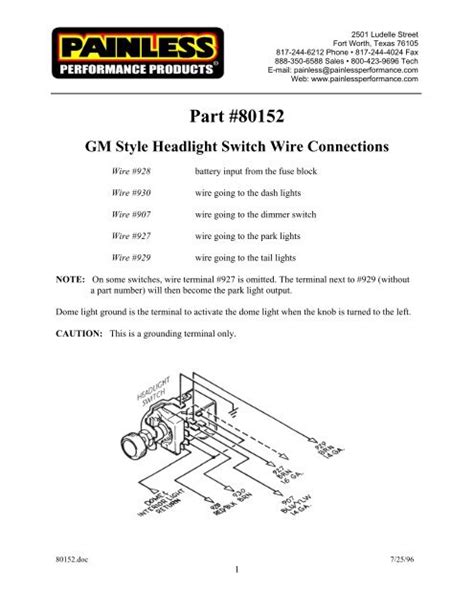 wiring diagram painless headlight switch 