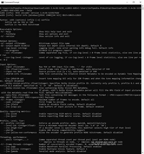 x265 codec windows 10, Comparison codec x264. X265 encoder screenshots branch release master hevc