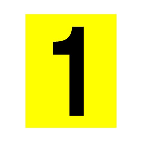 yellow number 1 sign, Number sign 1 yellow– pvc safety signs. Yellow number sign vat excl