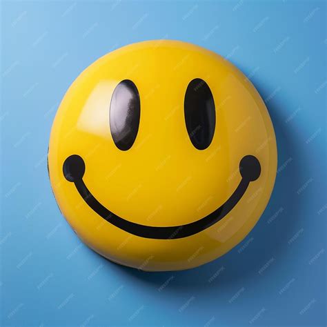 yellow smiley face with blue background, Yellow smiley face on blue background stock photo