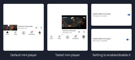 youtube tablet mini player layout, Youtube mini player