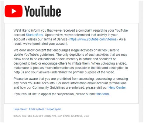 youtube terminated video screen, Youtube terminated my channel...