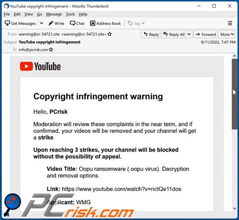 youtube warning email, 